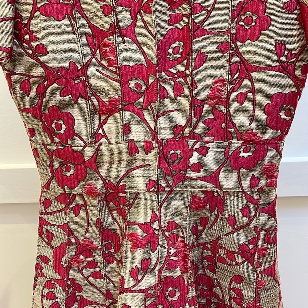 VALENTINO Metallic jacquard tapestry midi dress gold and pink floral size 38 XS - Picture 6 of 10